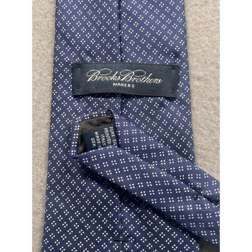 Brooks Brothers Makers Vintage Silk Tie Blue  W/Print Made USA Printed In Italy